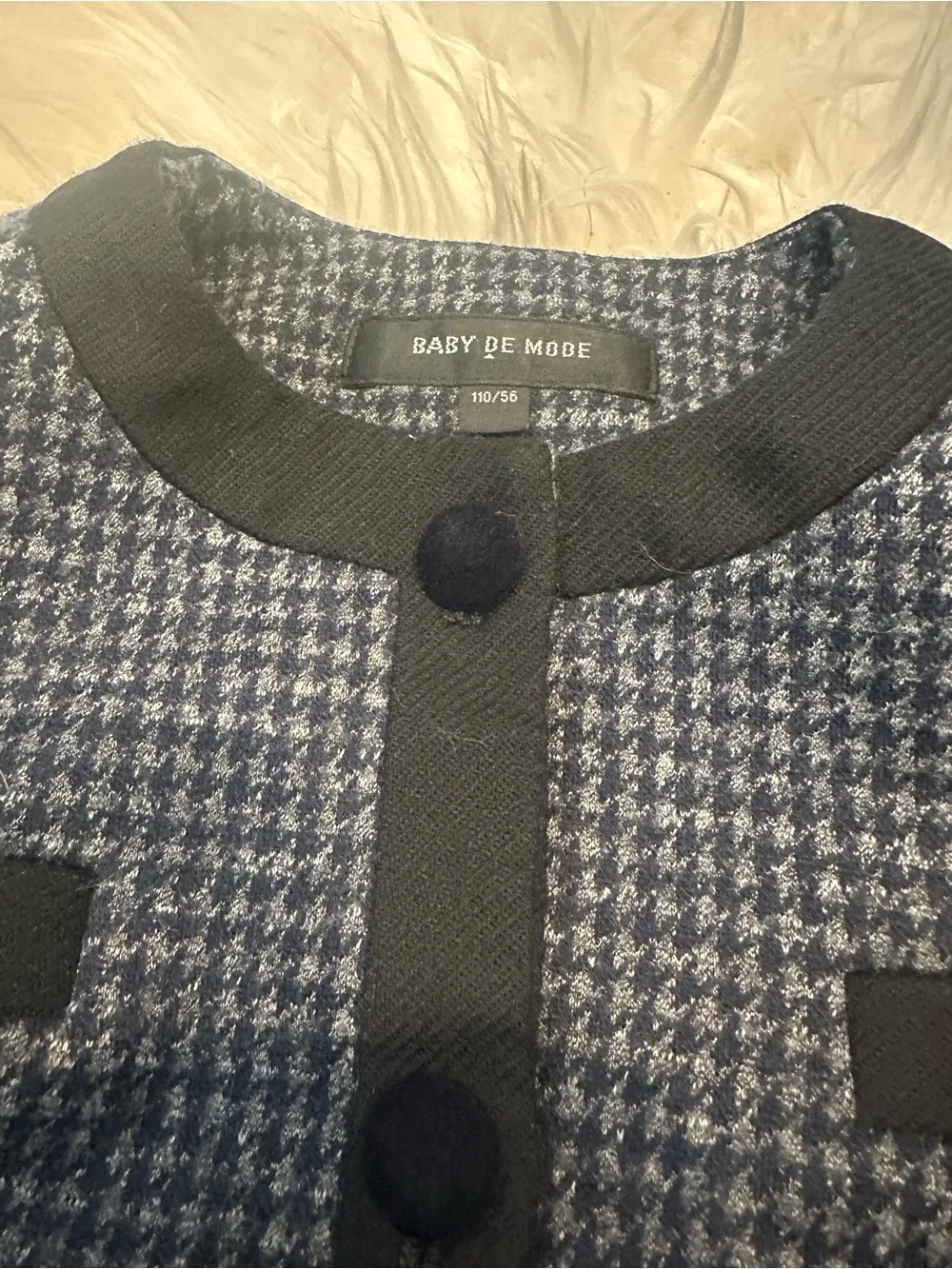 Two-Piece Houndstooth Jacket and Skort Set in Navy and Black